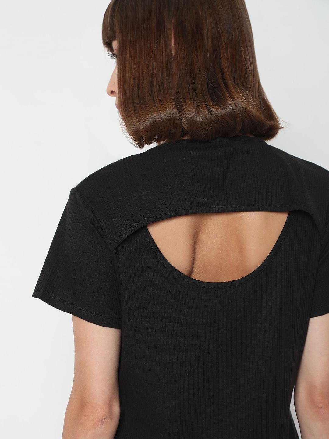 Black Ribbed T-Shirt