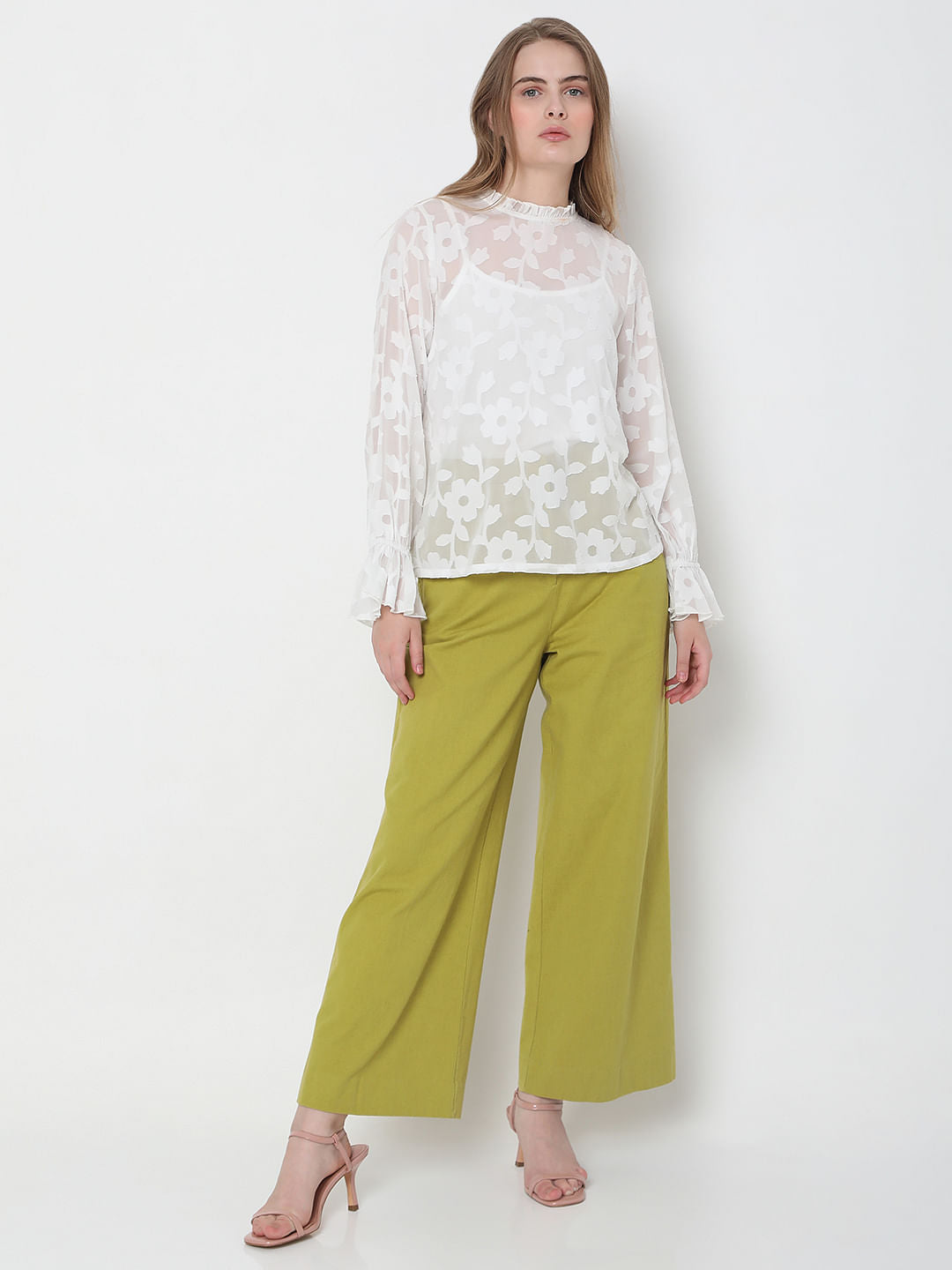 White Floral Jacquard Top