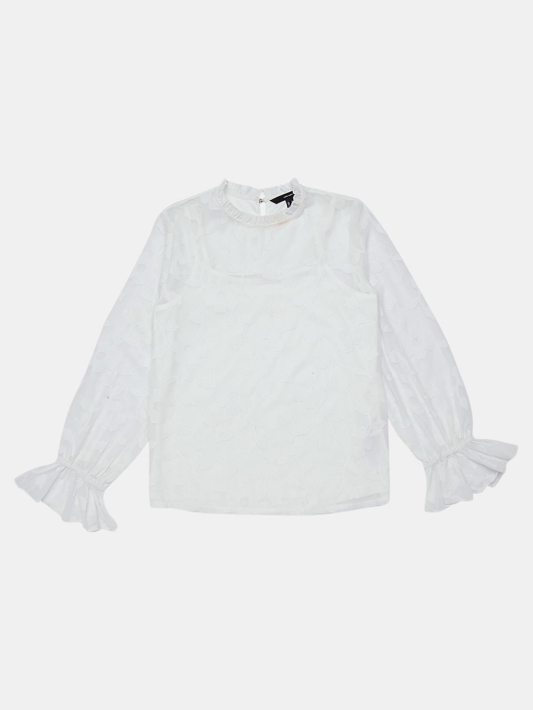 White Floral Jacquard Top