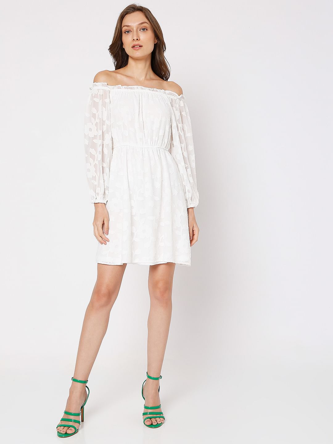 White Floral Off-Shoulder Dress