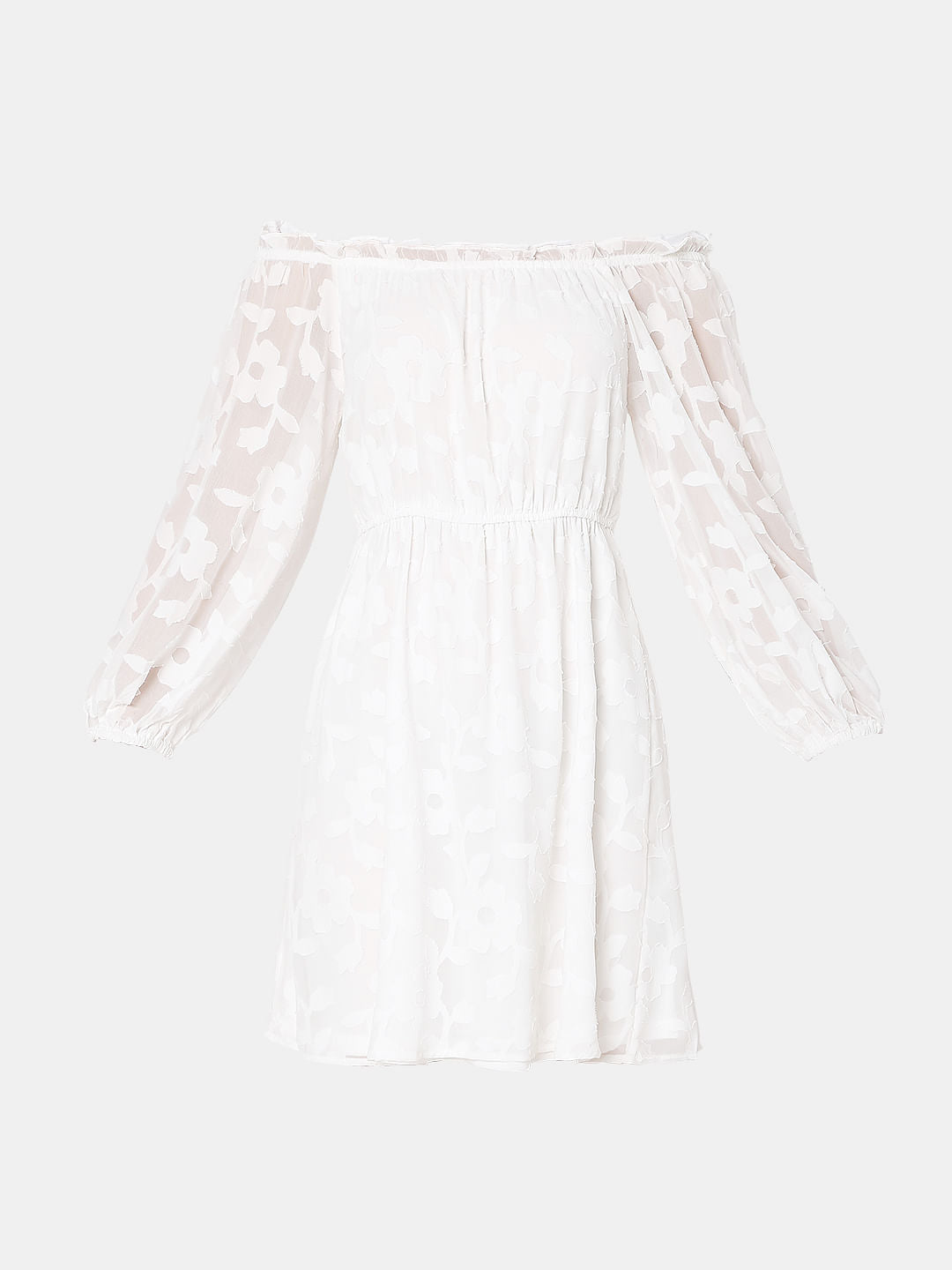 White Floral Off-Shoulder Dress