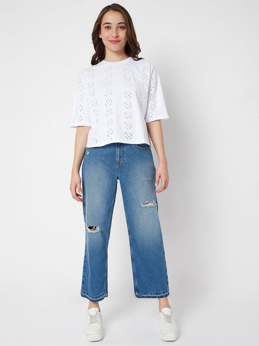 White Schiffli T-Shirt