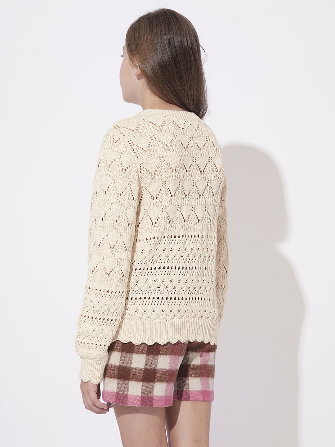 Girls Beige Knit Pullover