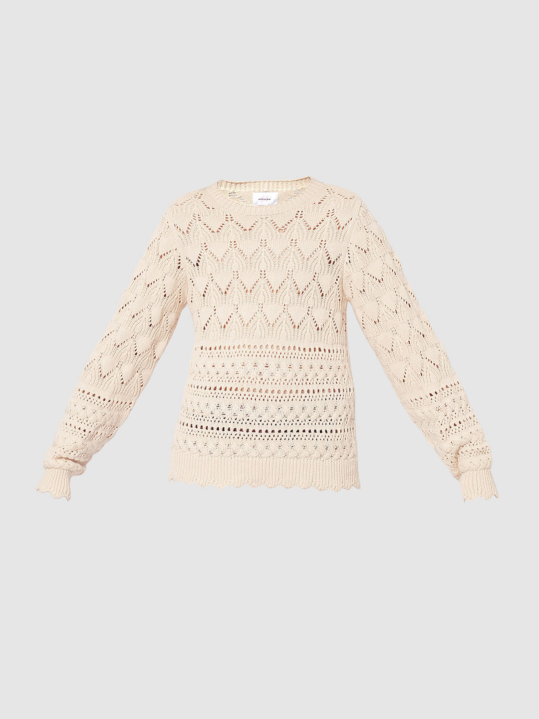Girls Beige Knit Pullover