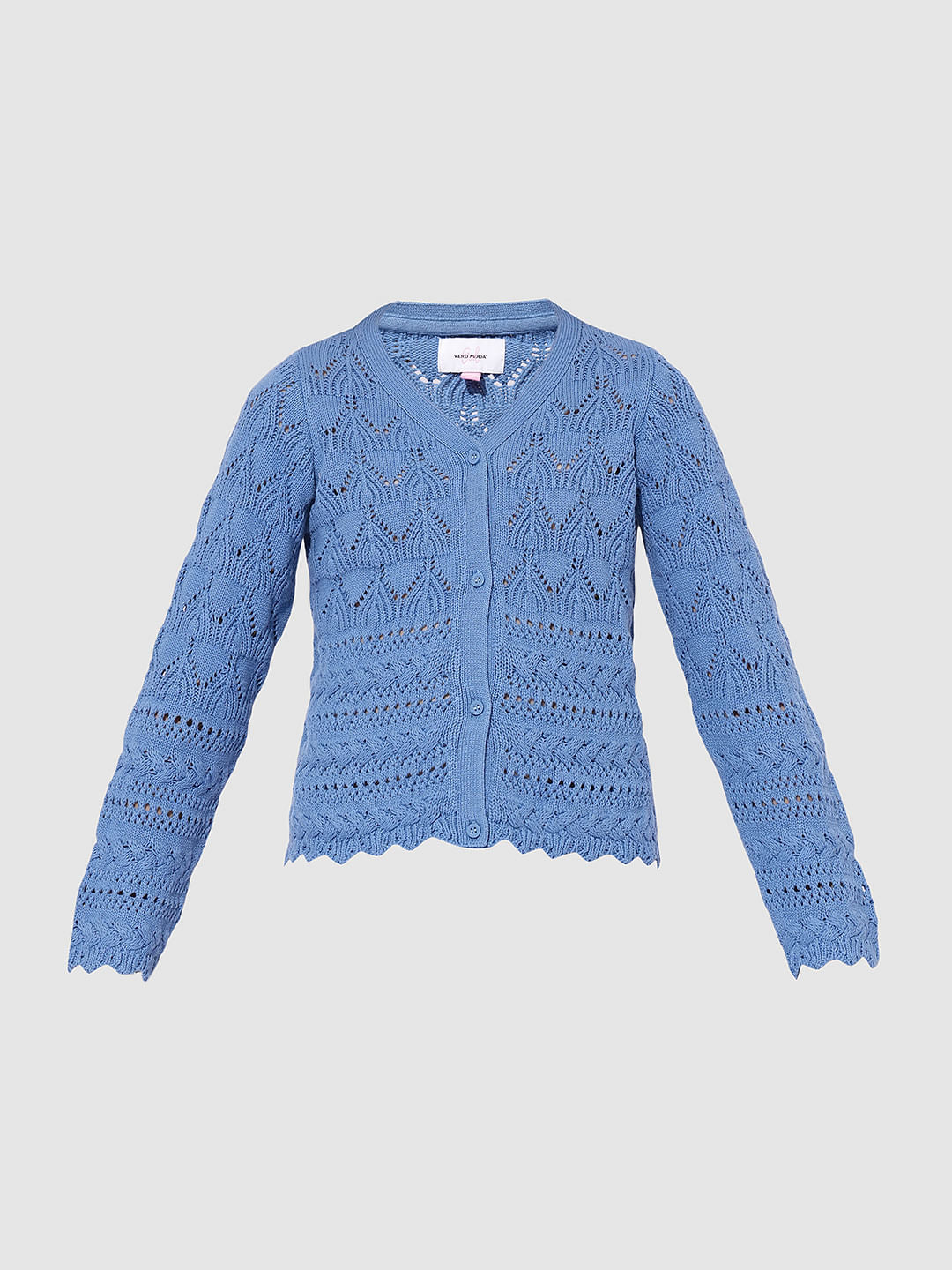 Girls Blue V-Neck Cardigan
