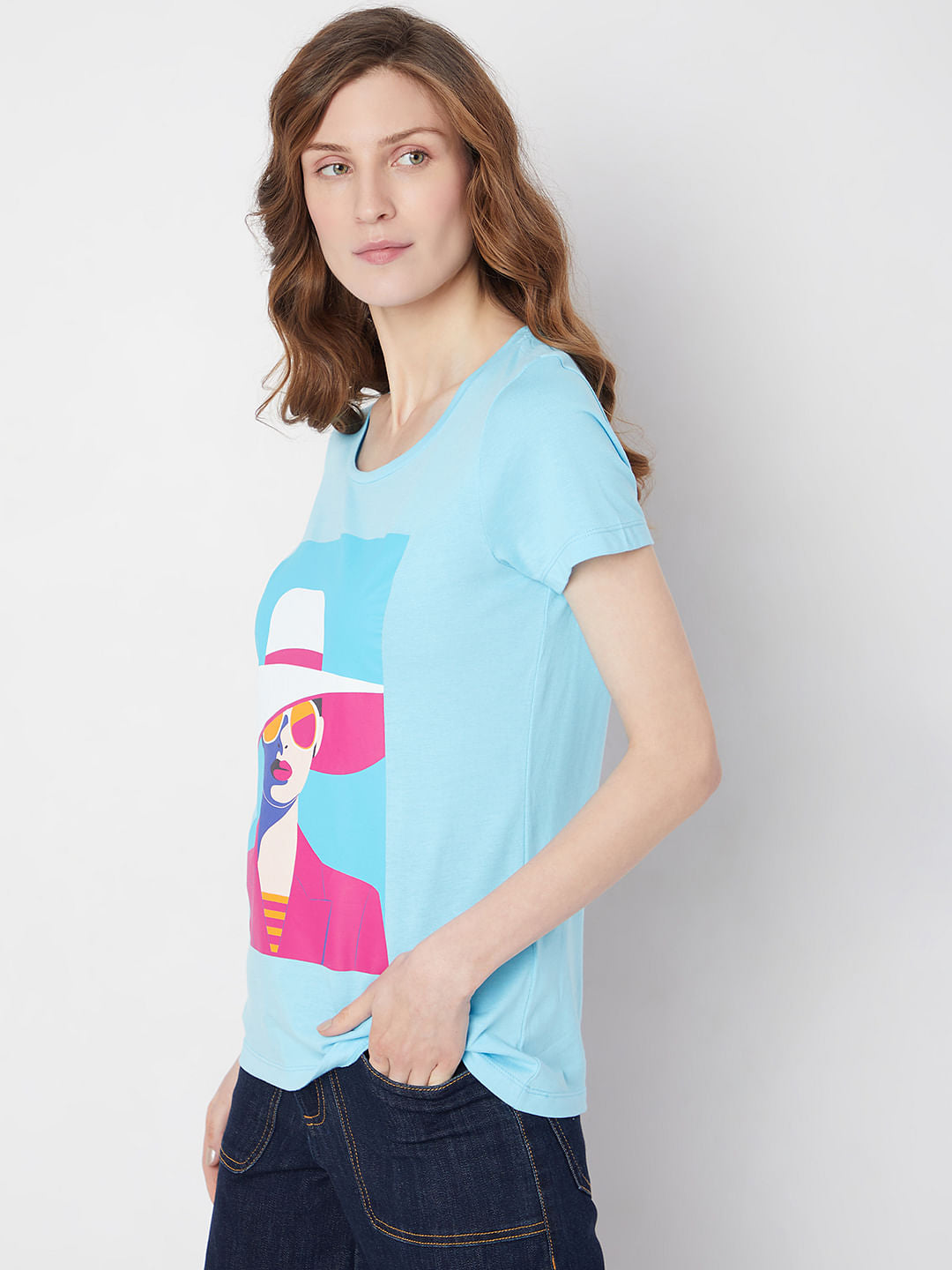 Blue Graphic Print T-Shirt