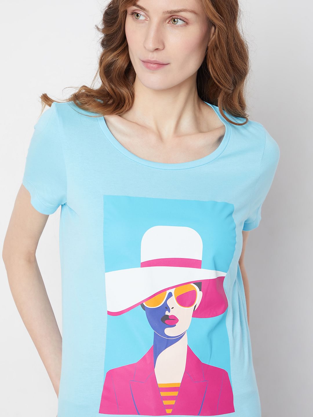 Blue Graphic Print T-Shirt
