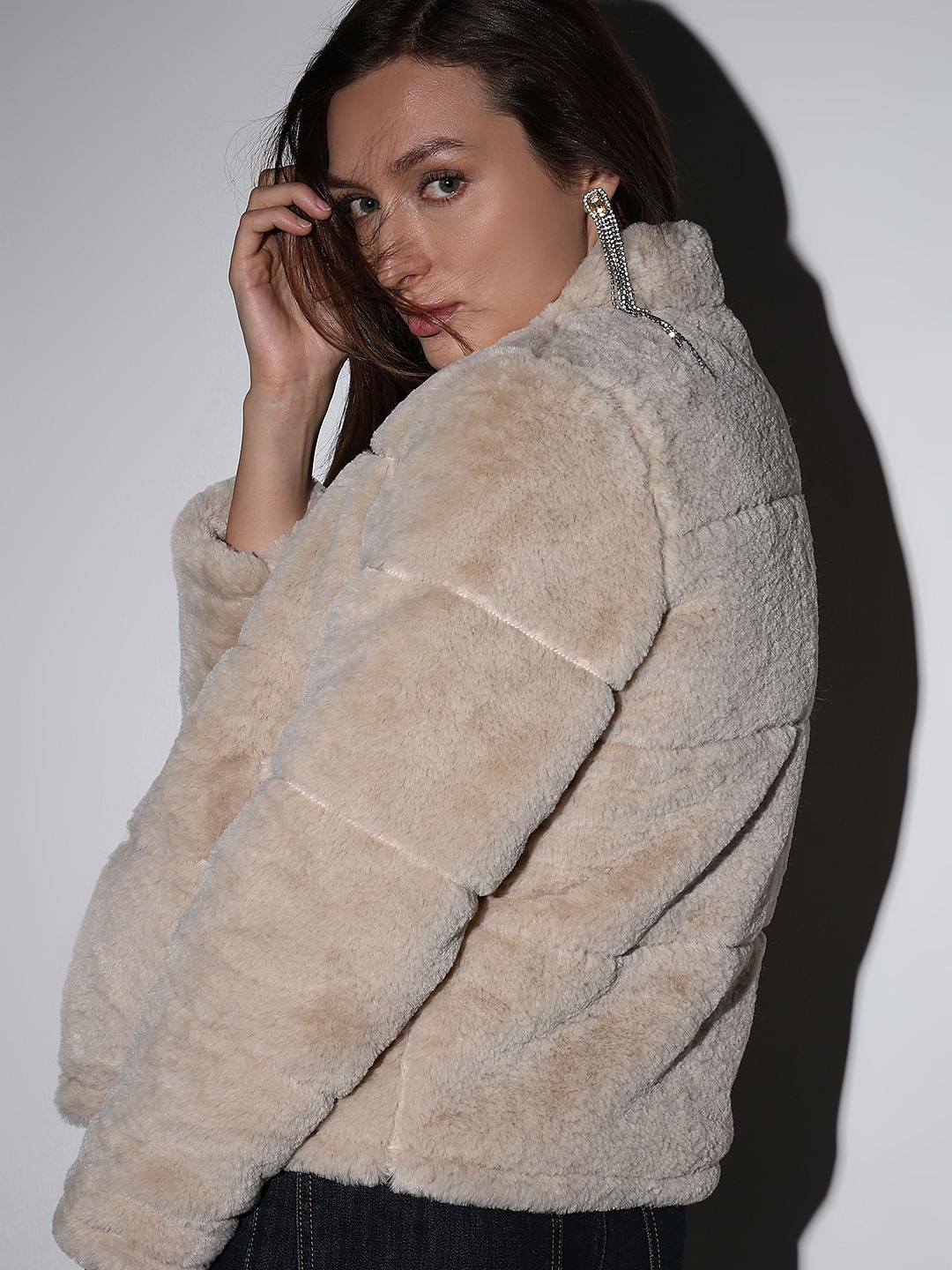 Beige Faux Fur Jacket