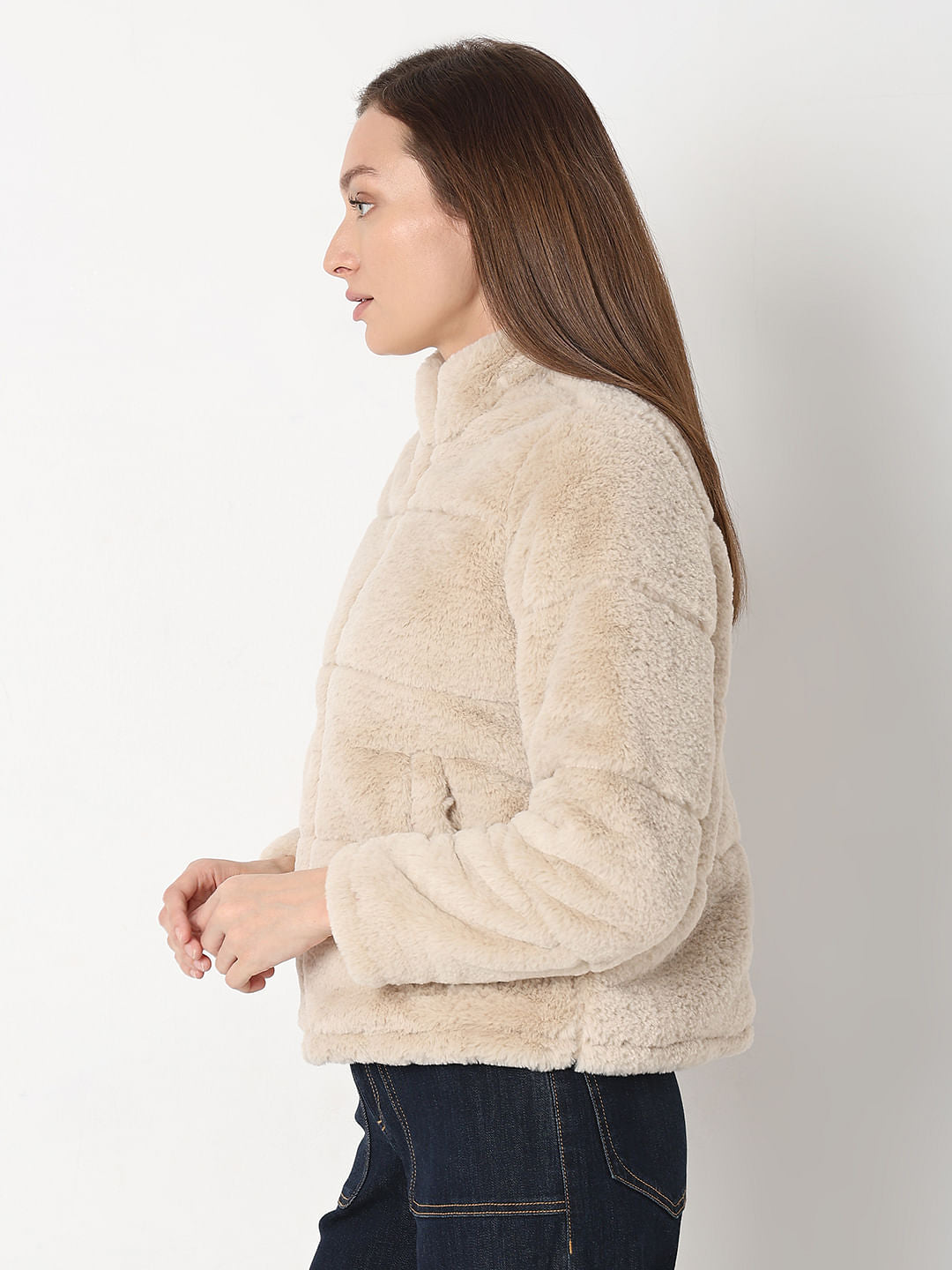 Beige Faux Fur Jacket