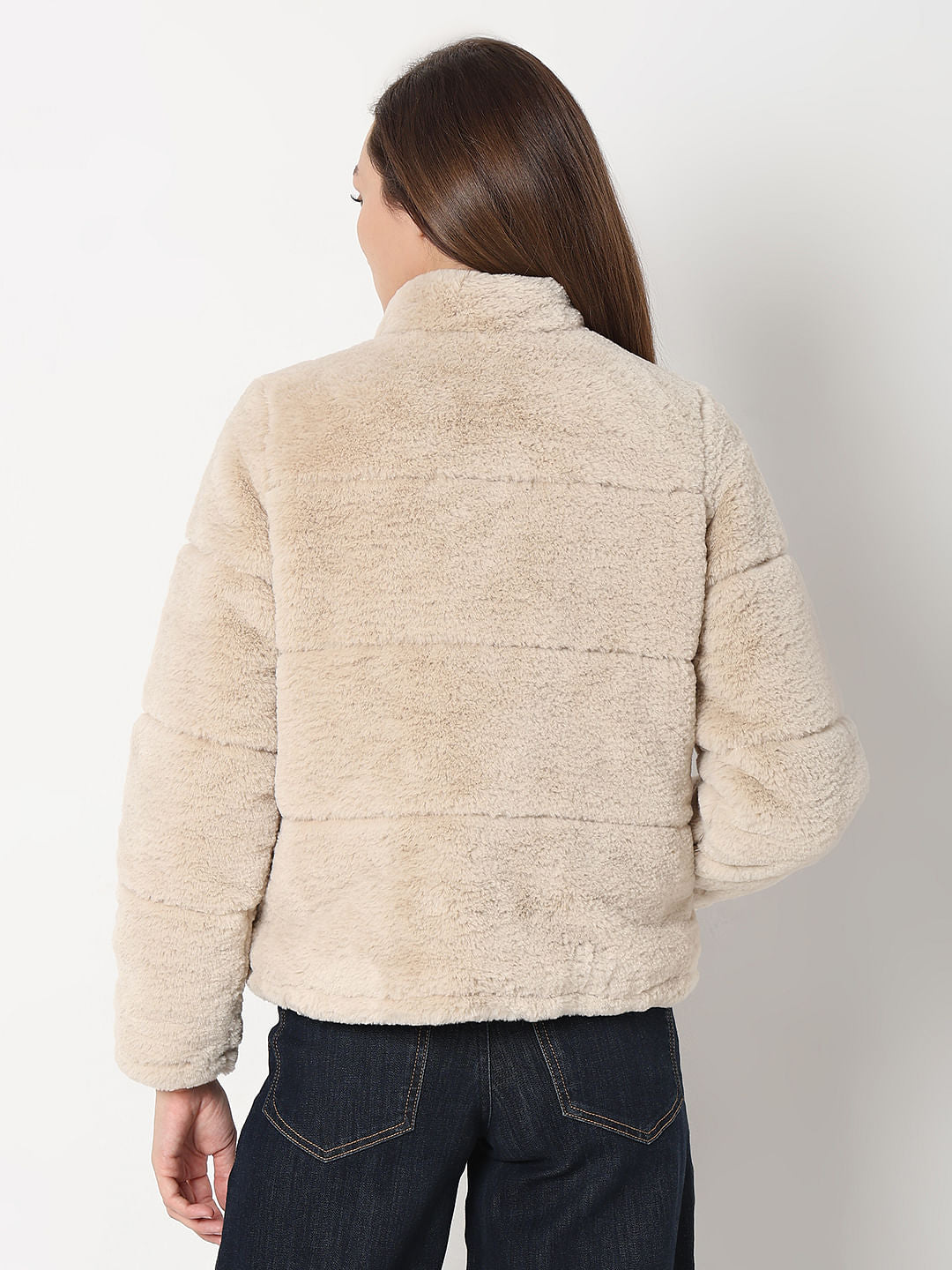 Beige Faux Fur Jacket