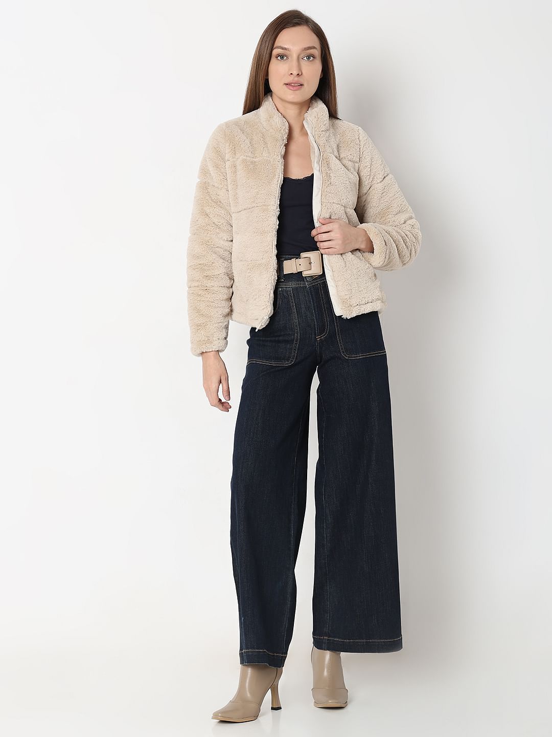 Beige Faux Fur Jacket