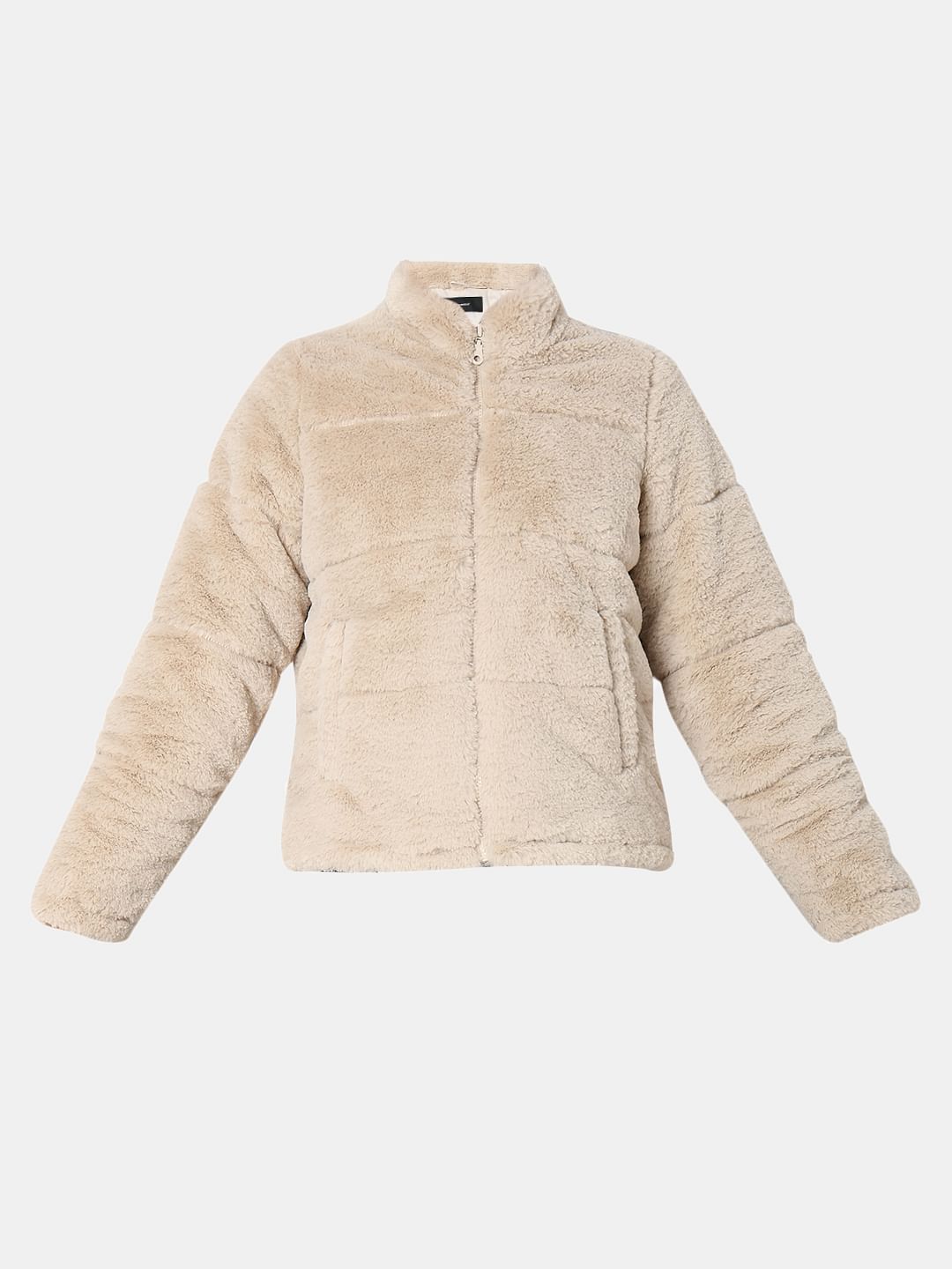 Beige Faux Fur Jacket