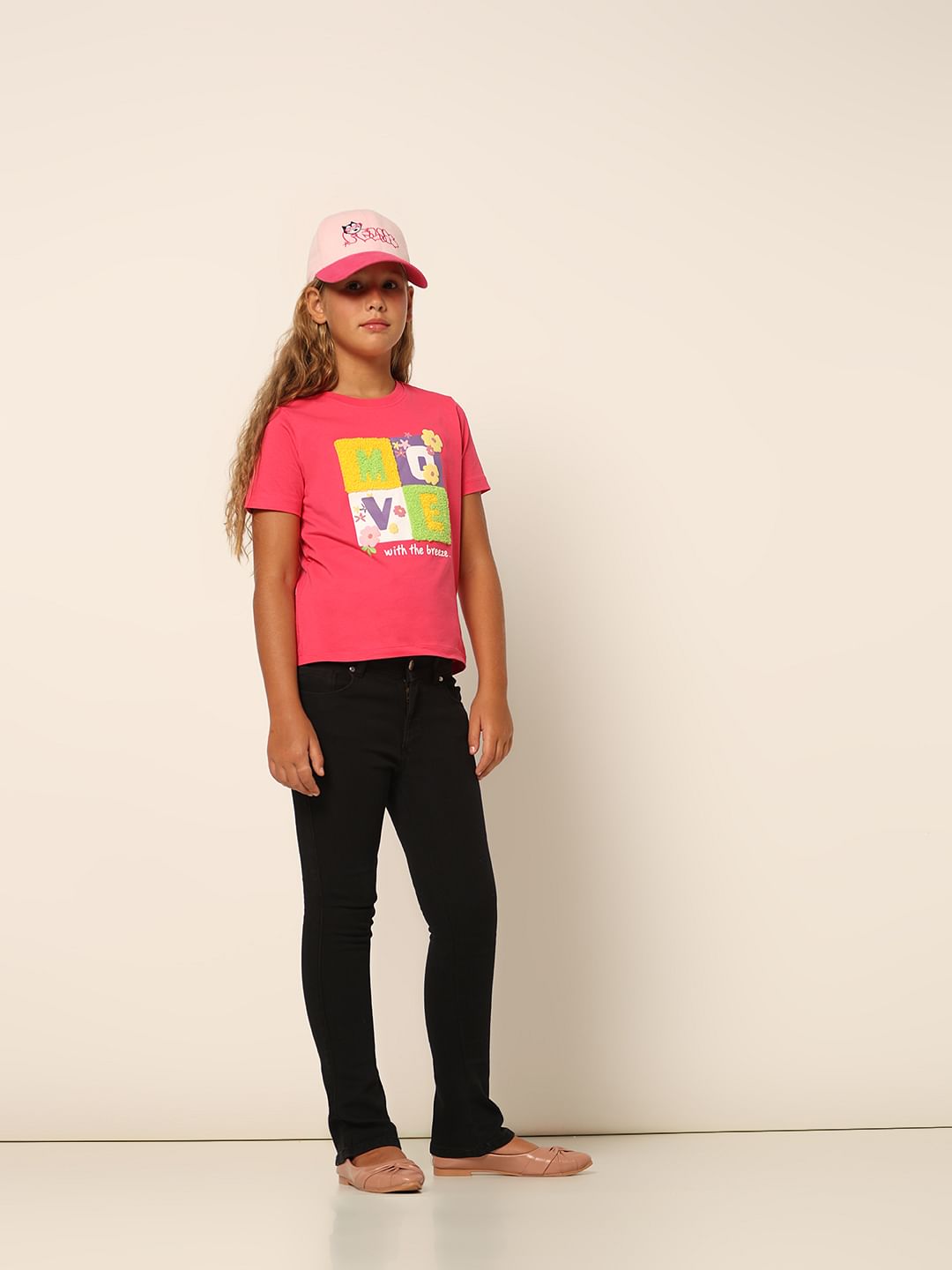 Girls Black Mid Rise Flared Jeans