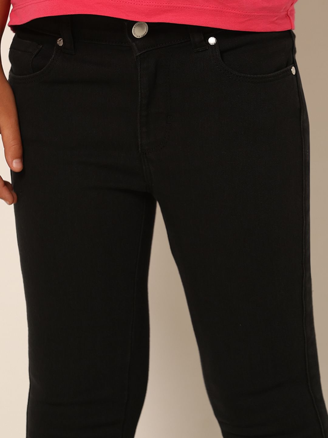 Girls Black Mid Rise Flared Jeans