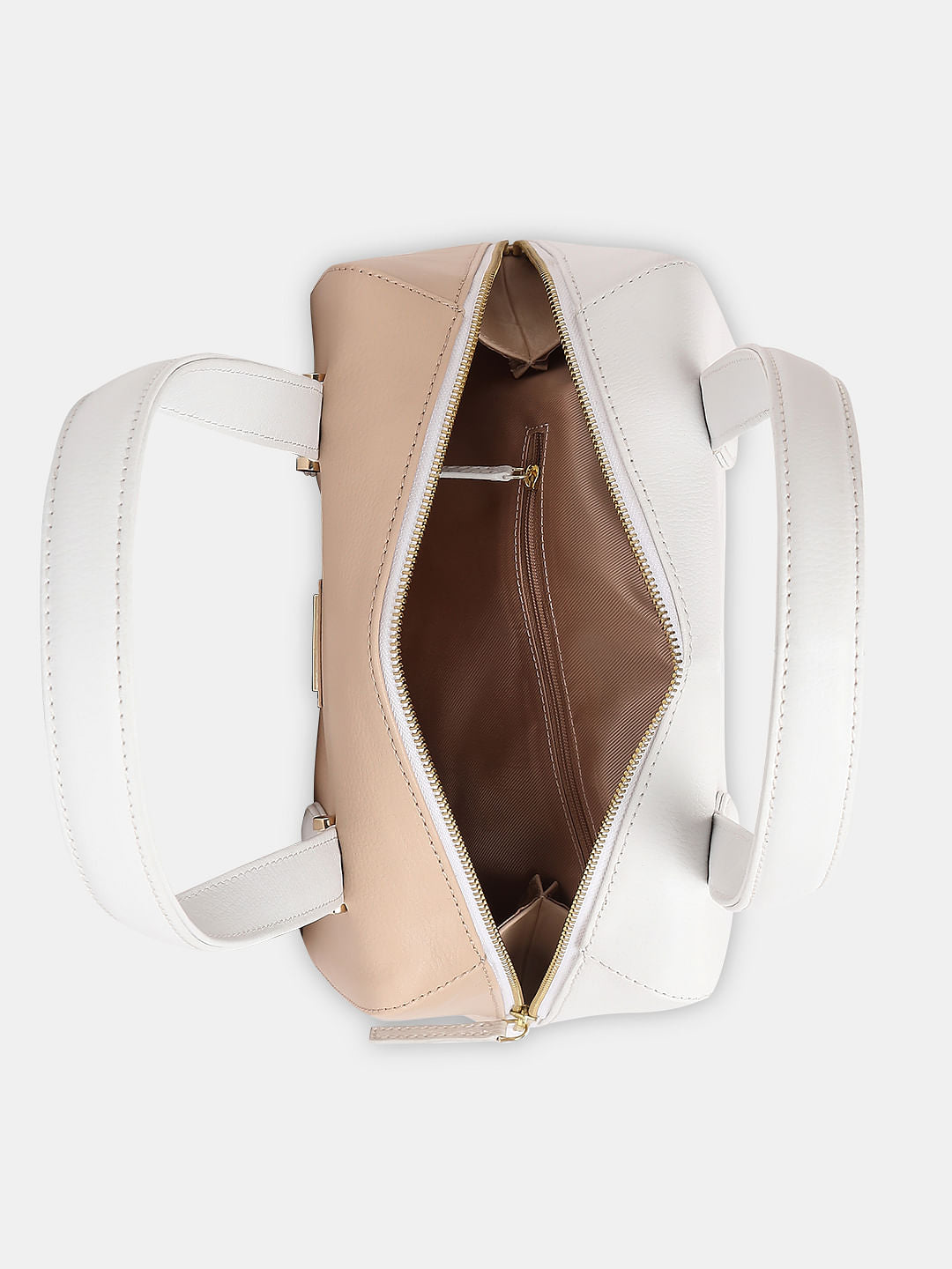 Beige Colourblocked Satchel