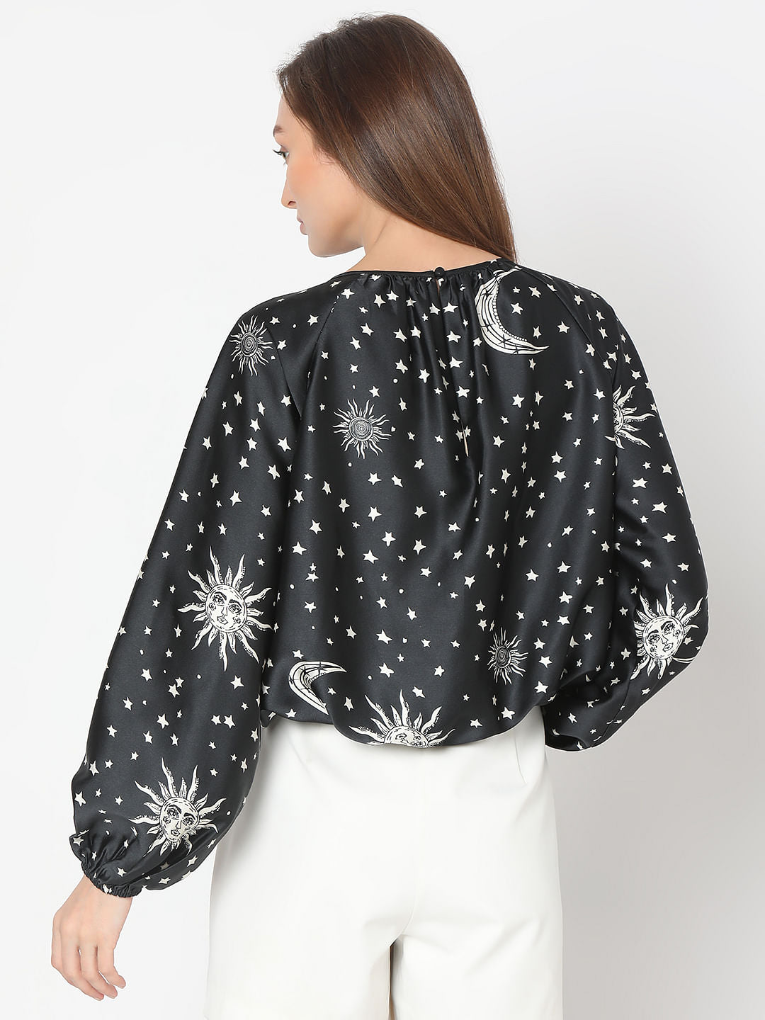 Black Celestial Print Top