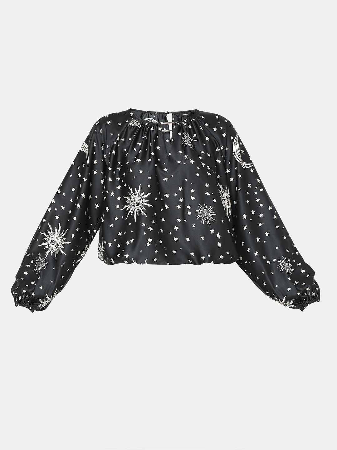 Black Celestial Print Top
