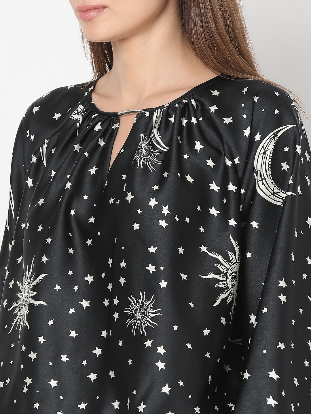 Black Celestial Print Top