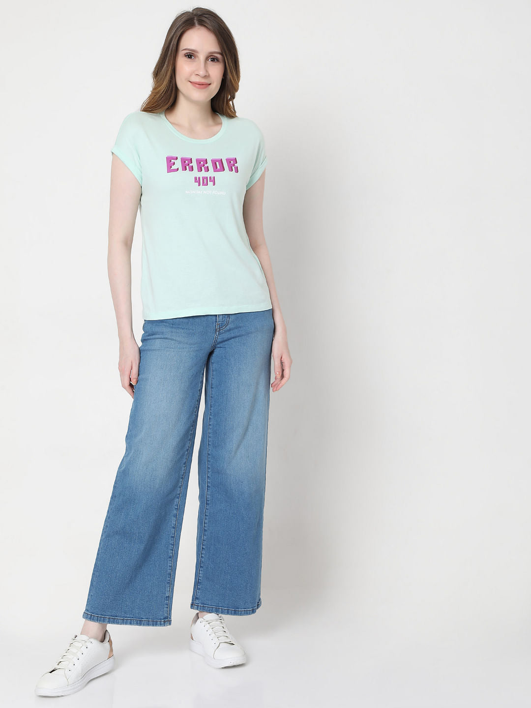 Blue Text Print T-Shirt