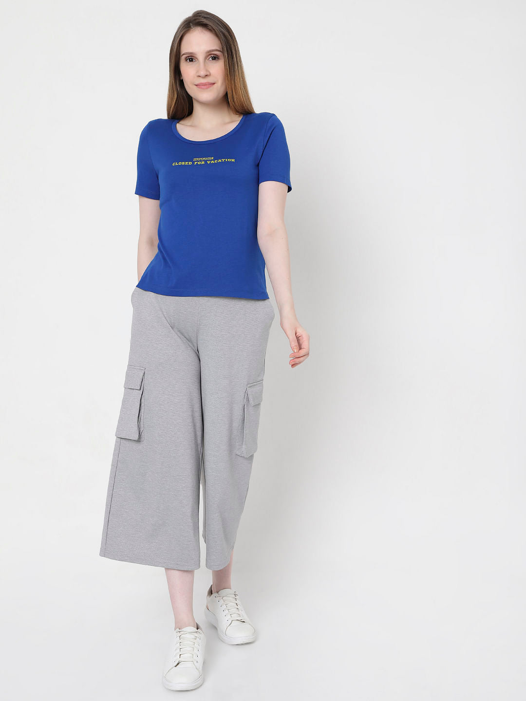Blue Slogan Print T-Shirt