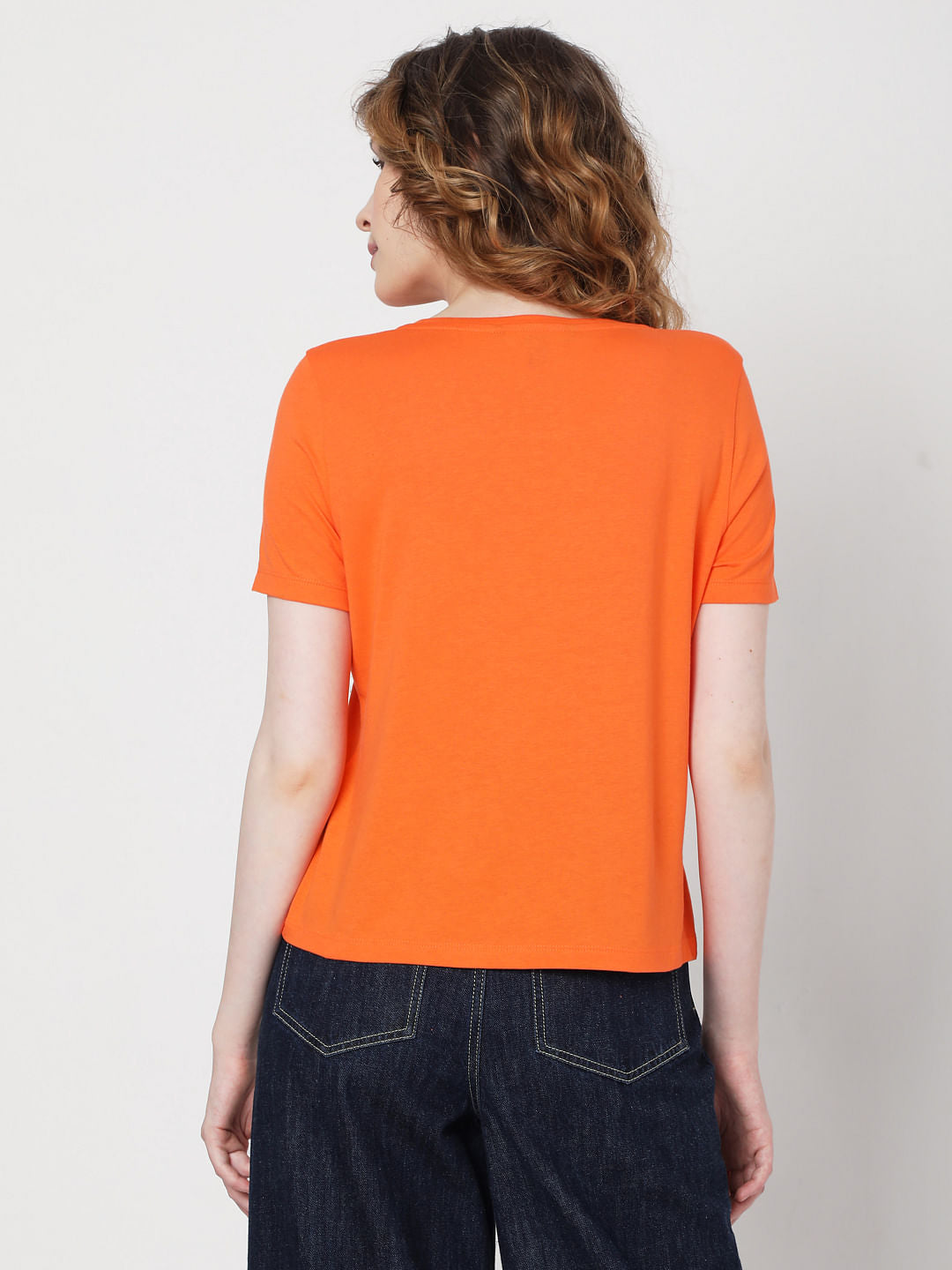 Orange Slogan Print T-Shirt