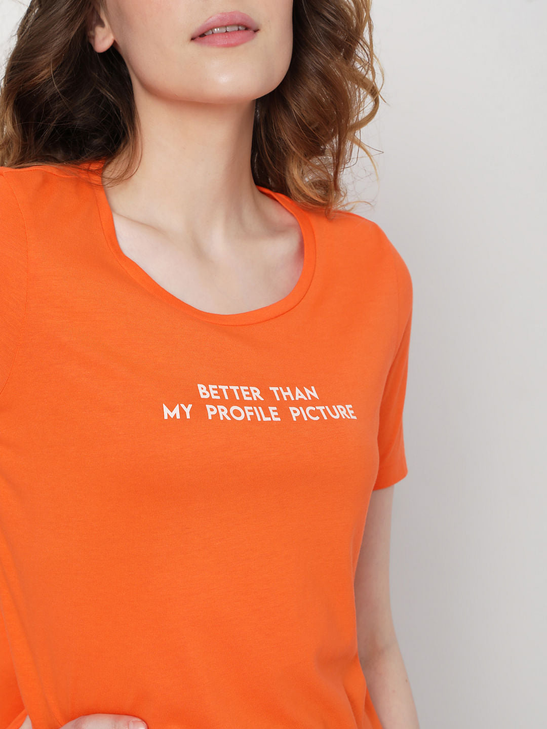 Orange Slogan Print T-Shirt