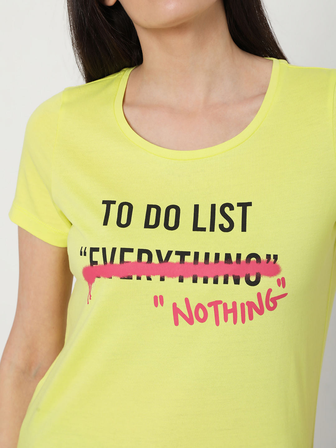 Yellow Slogan Print T-Shirt