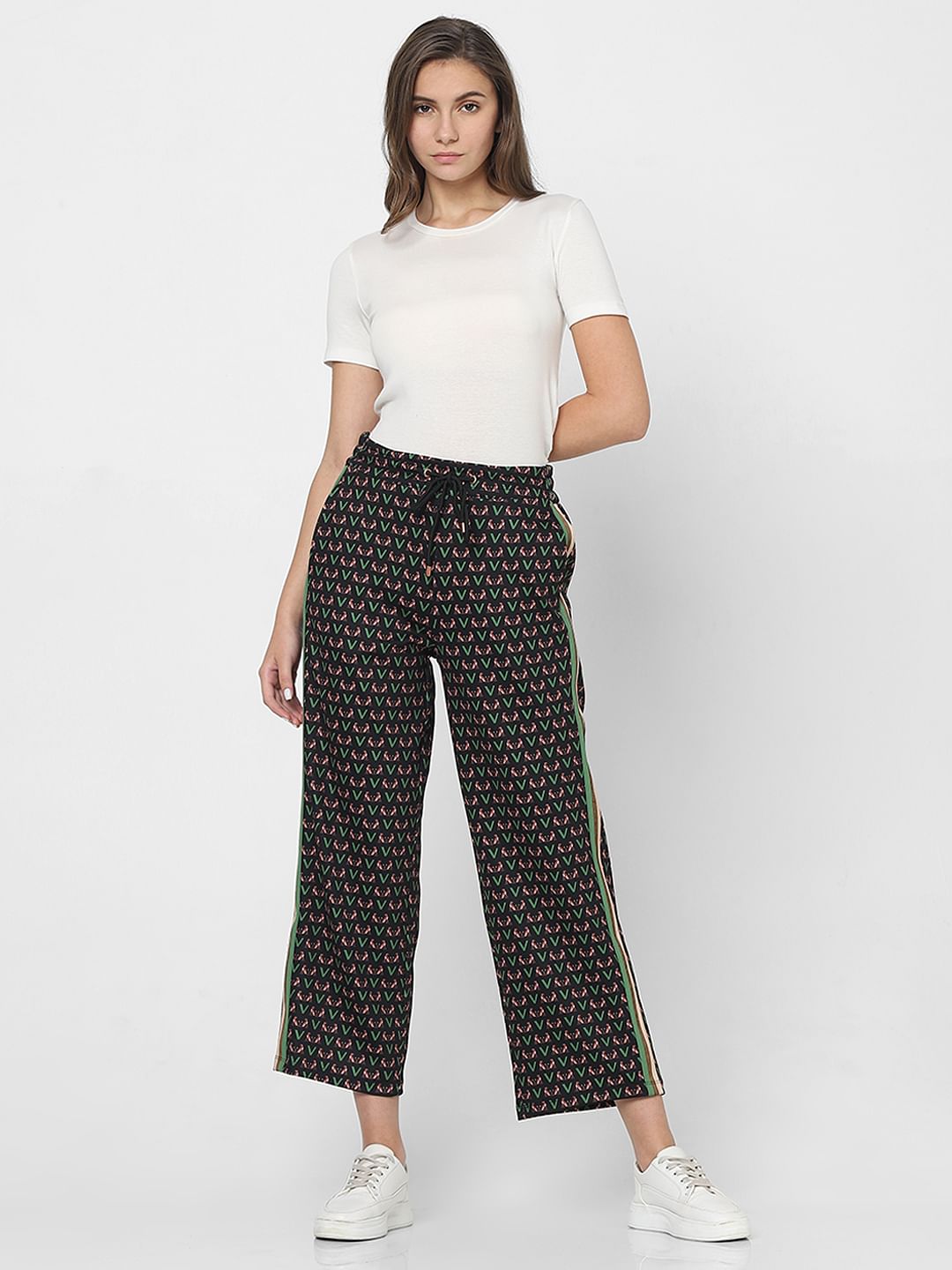 Black Mid Rise Printed Co-Ord Set Joggers