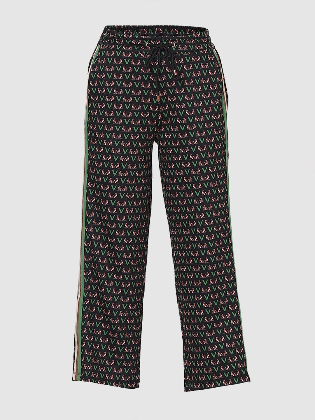 Black Mid Rise Printed Co-Ord Set Joggers