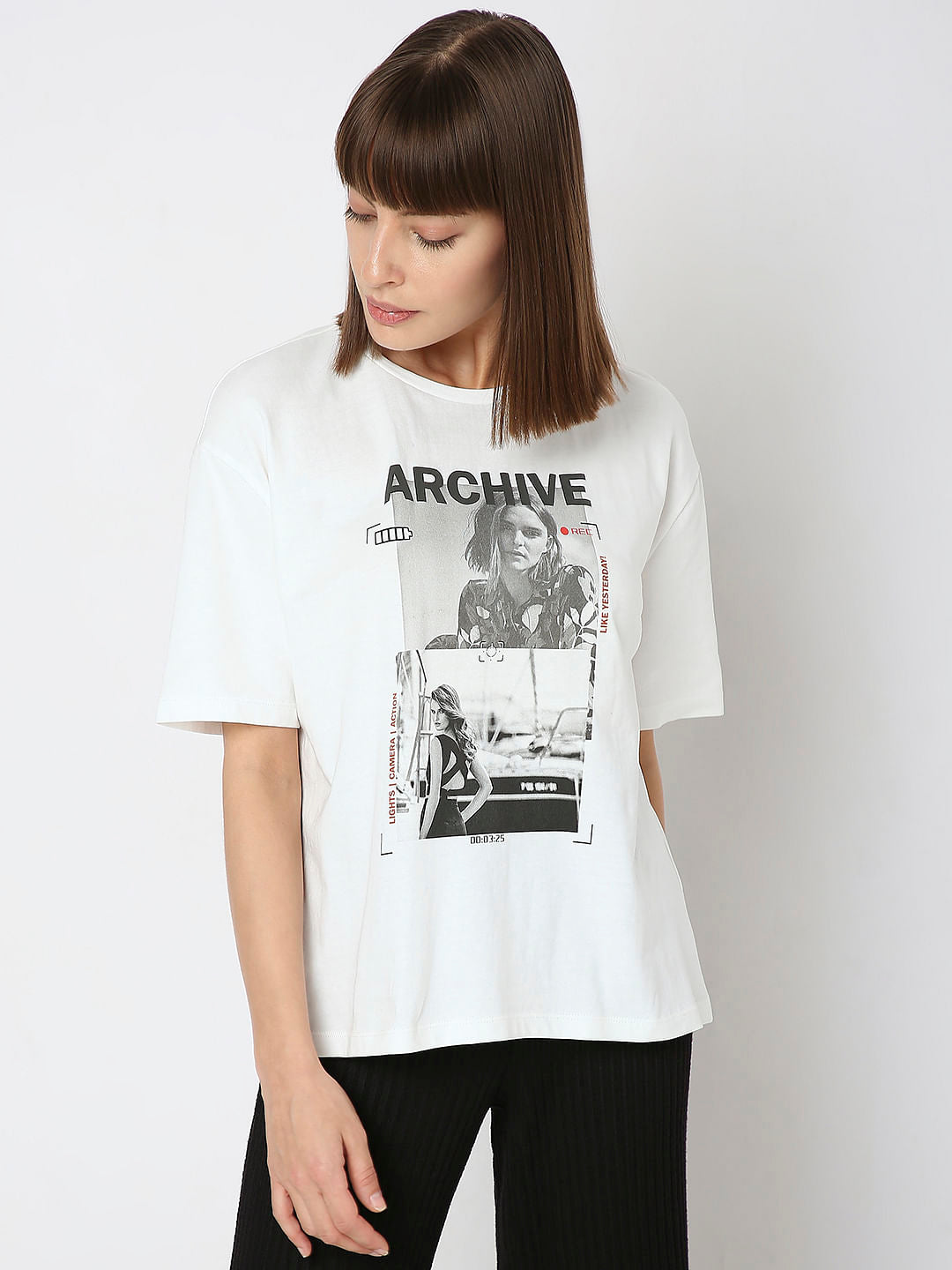 White Graphic Print T-Shirt