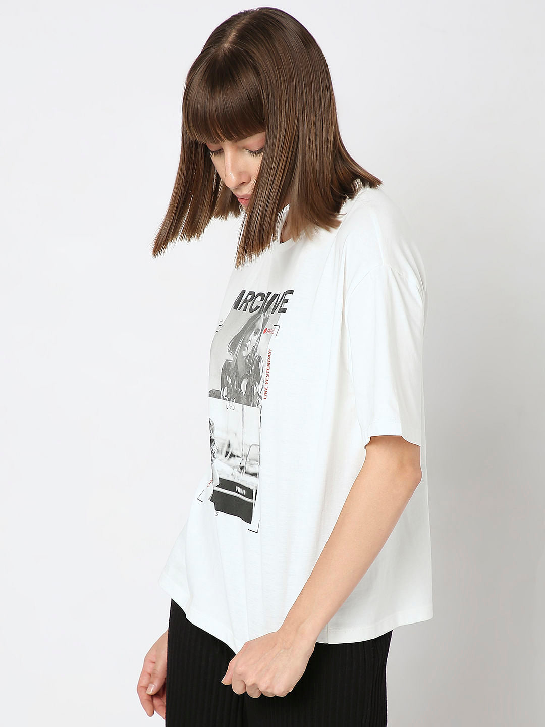 White Graphic Print T-Shirt