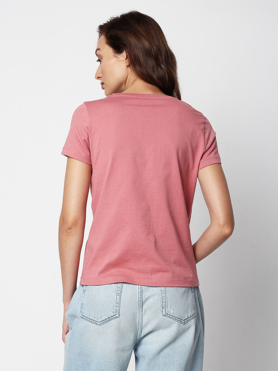 Pink Floral Sequin Detail T-Shirt