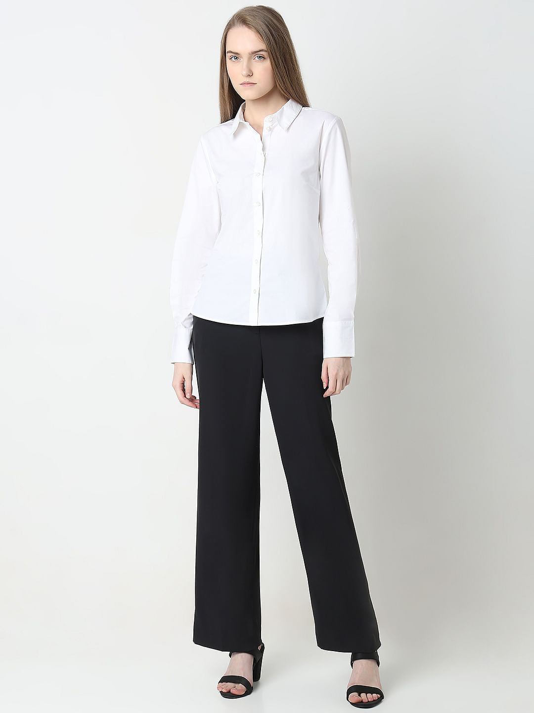 White Fitted Full Sleeves Shirt