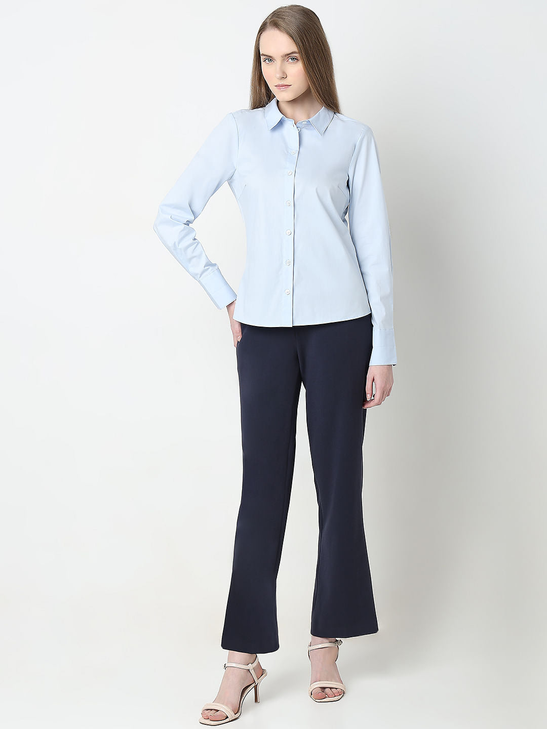 Light Blue Fitted Full Sleeves Shirt