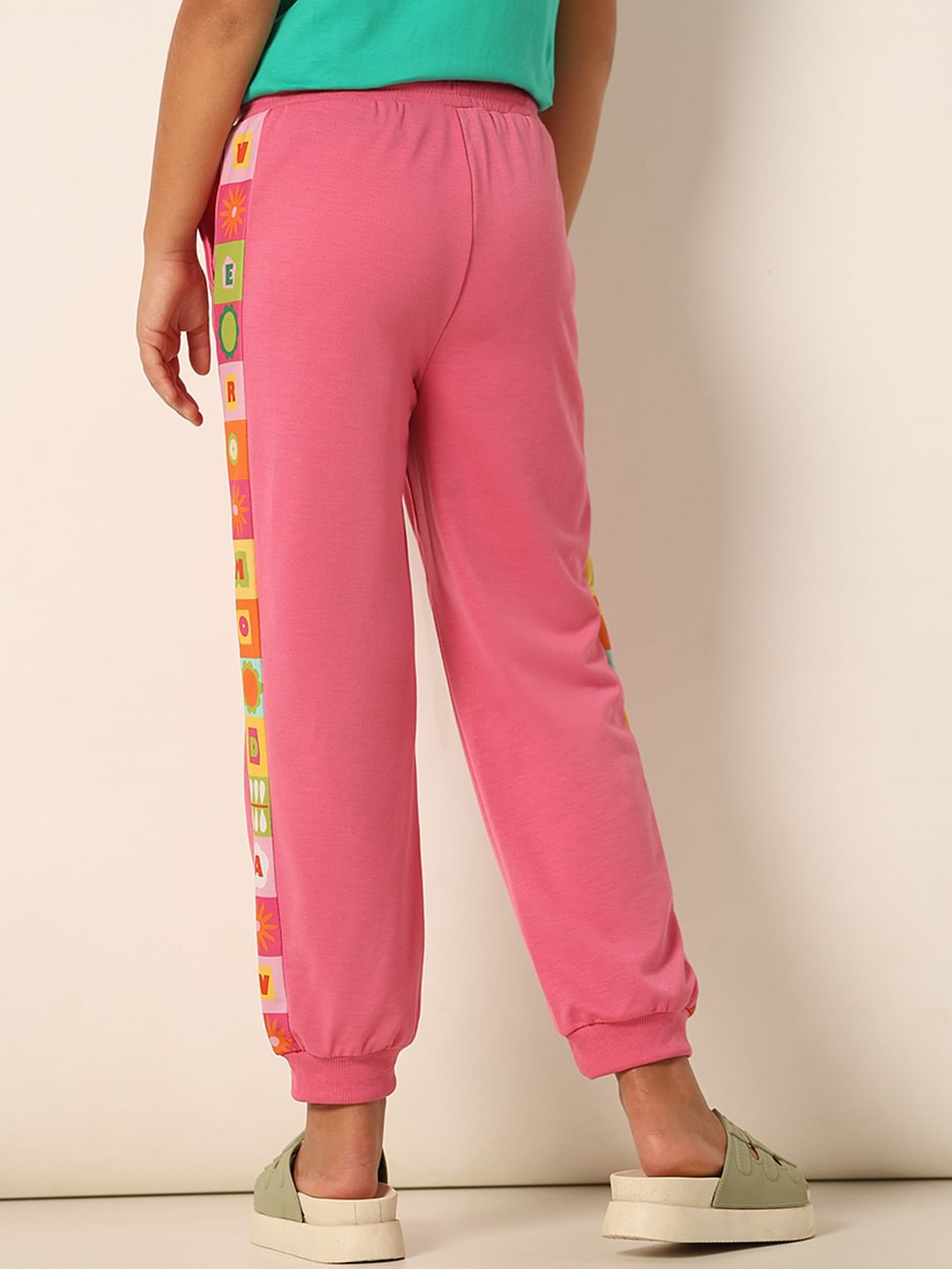 Pink Printed Side Joggers