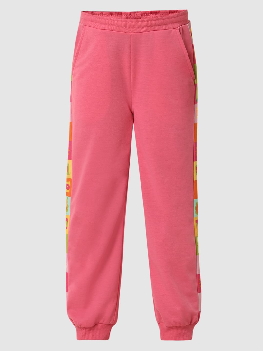 Pink Printed Side Joggers