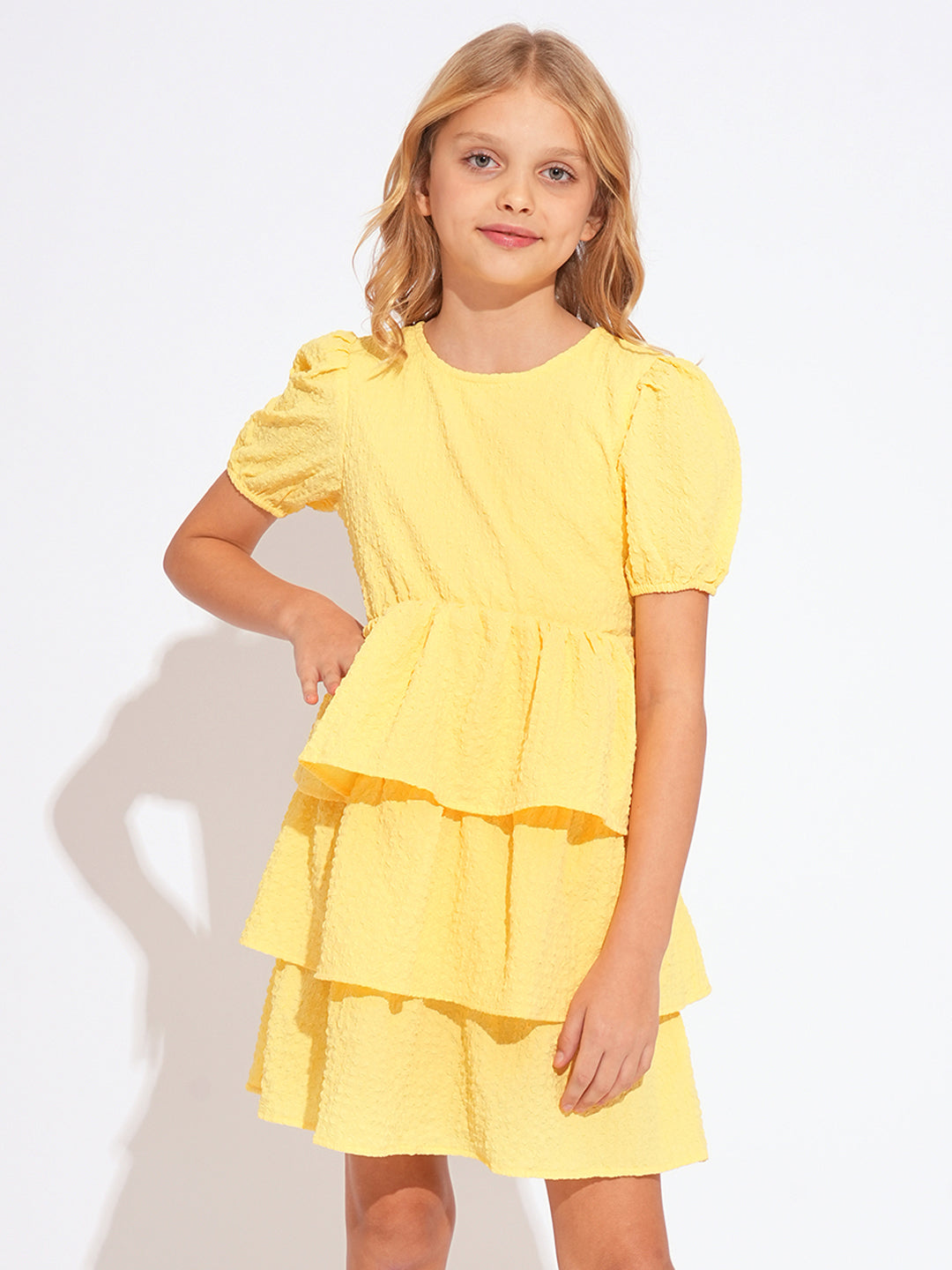 GIRLS Yellow Tiered Dress