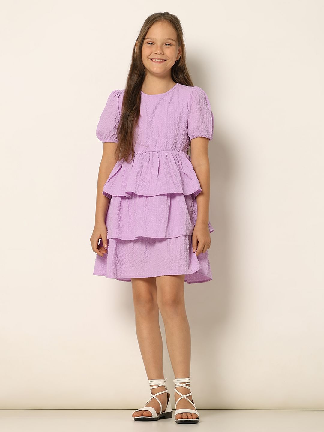 Purple Layered Fit & Flare Dress