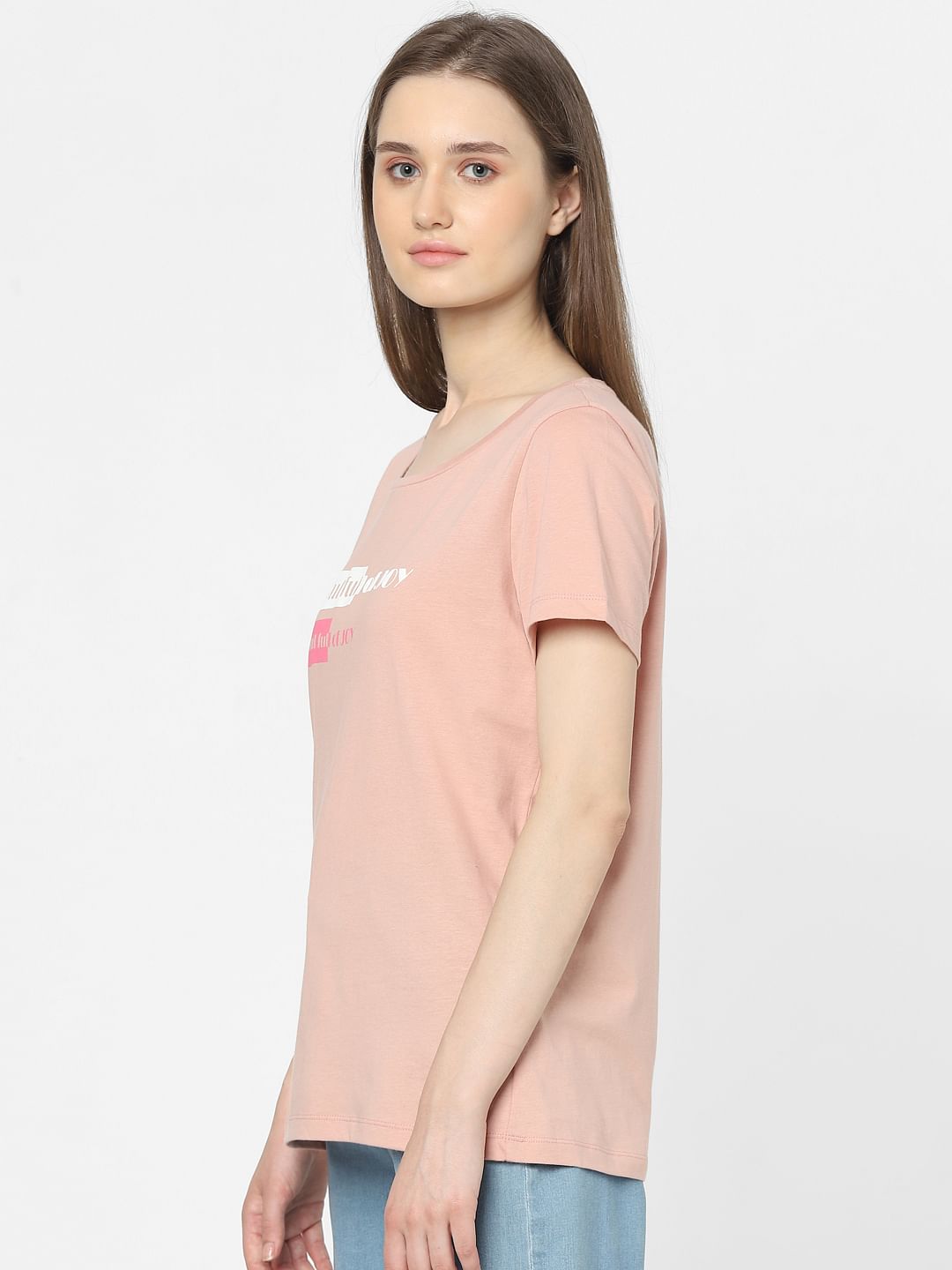 Pink Slogan Print T-Shirt