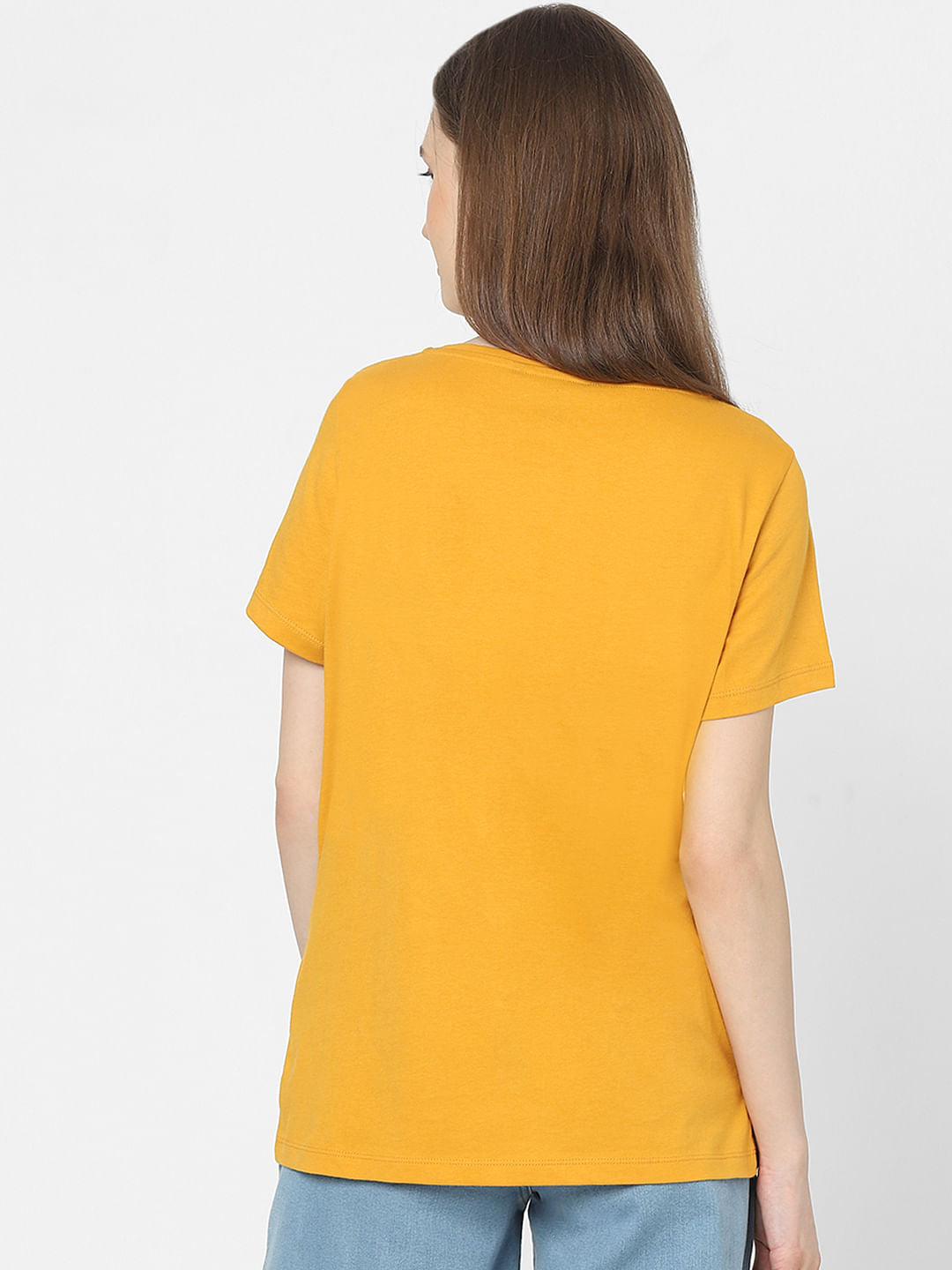Yellow Text Print T-Shirt