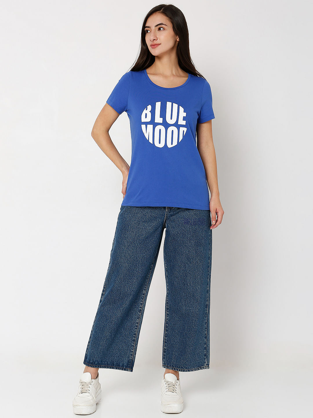 Blue Typographic Print T-Shirt