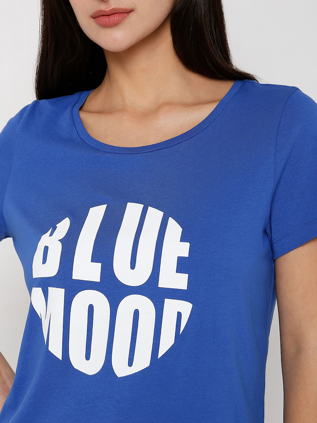 Blue Typographic Print T-Shirt