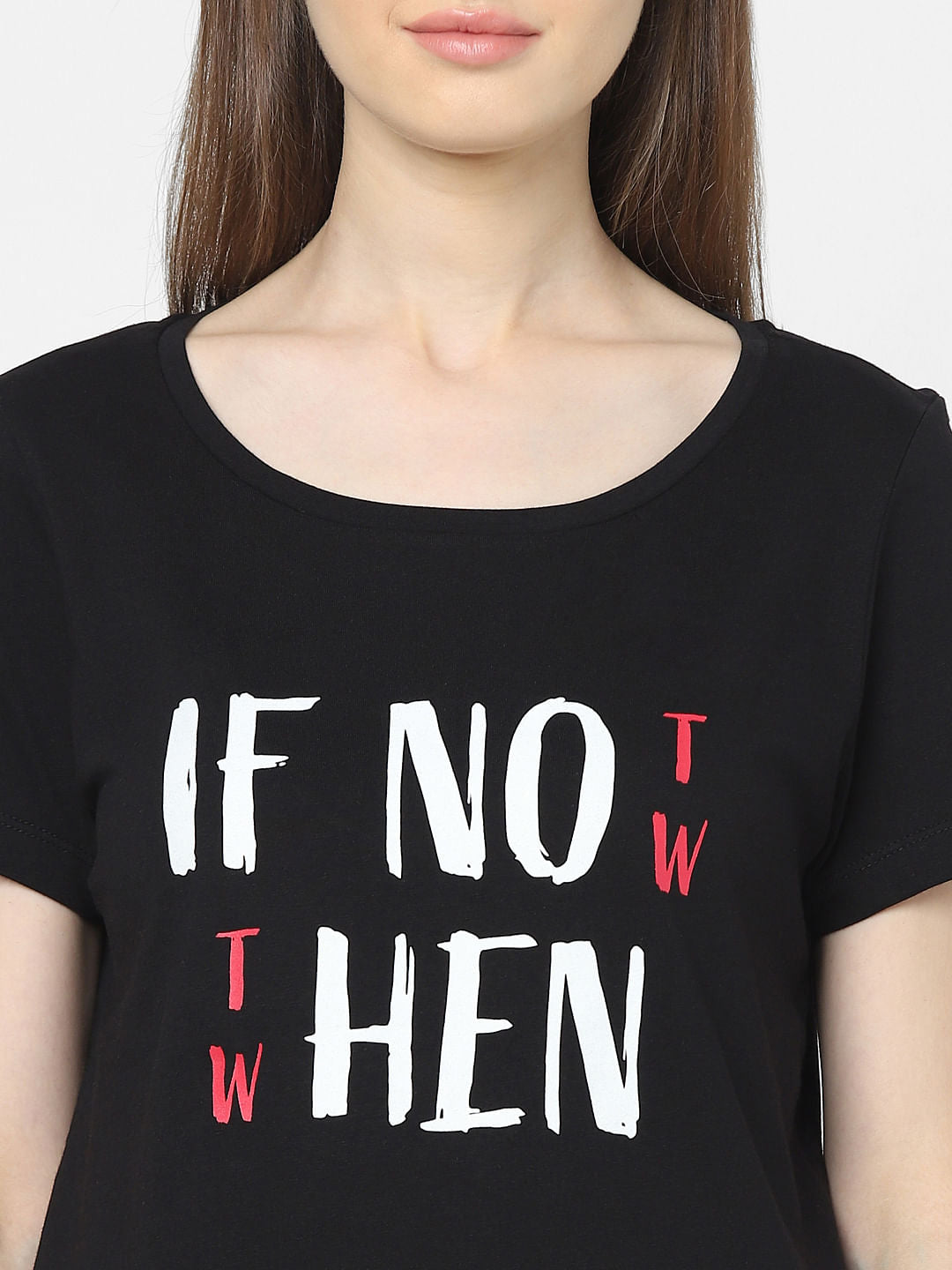 Black Slogan Print T-Shirt