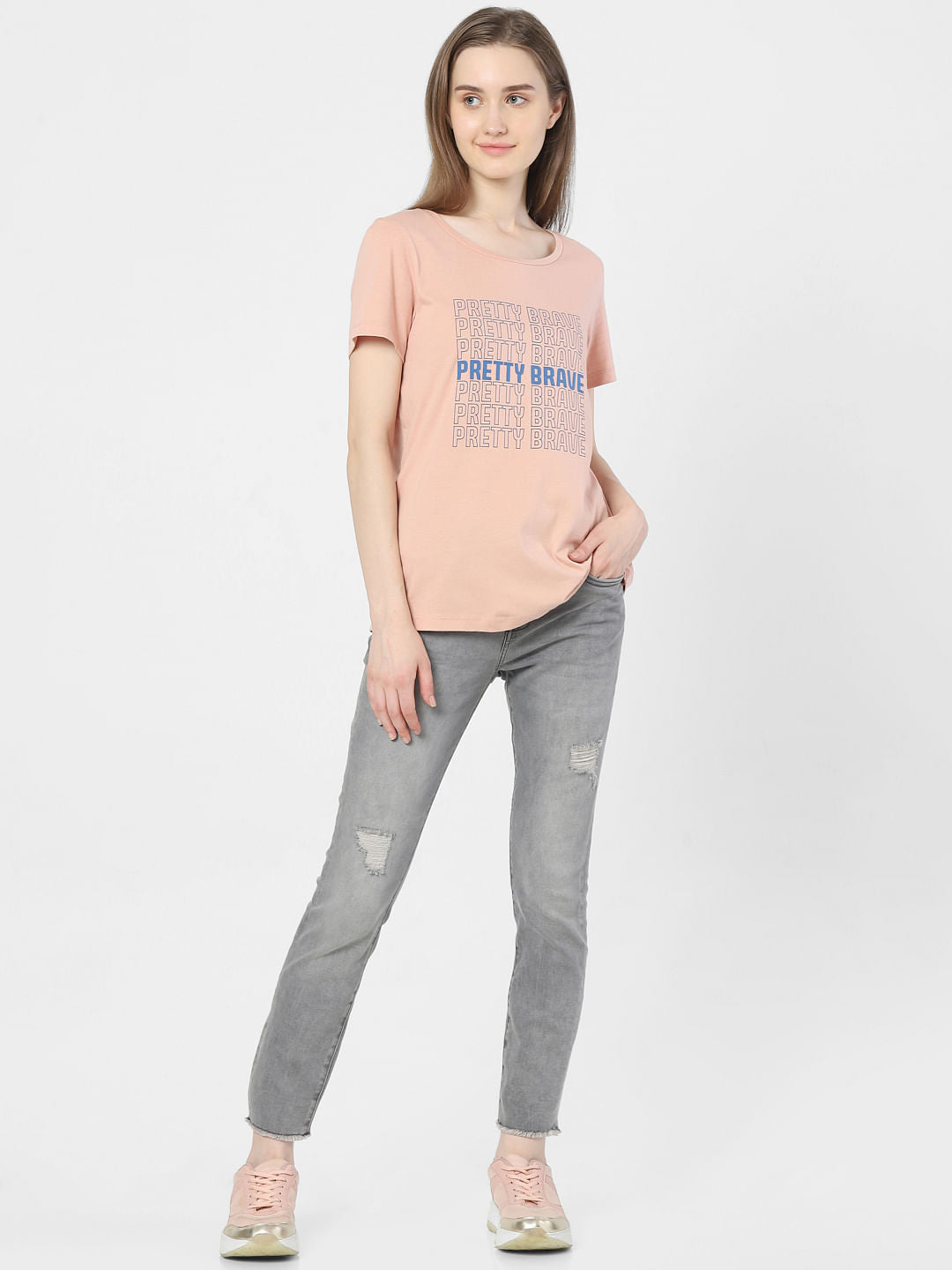 Pink Typographic Print T-Shirt