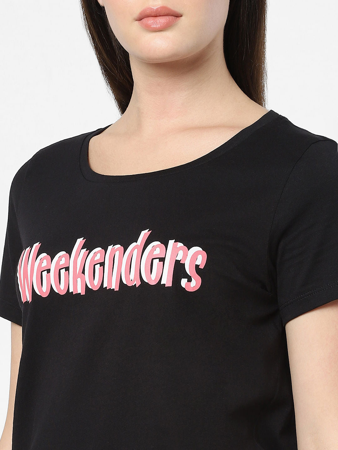 Black Typographic Print T-Shirt