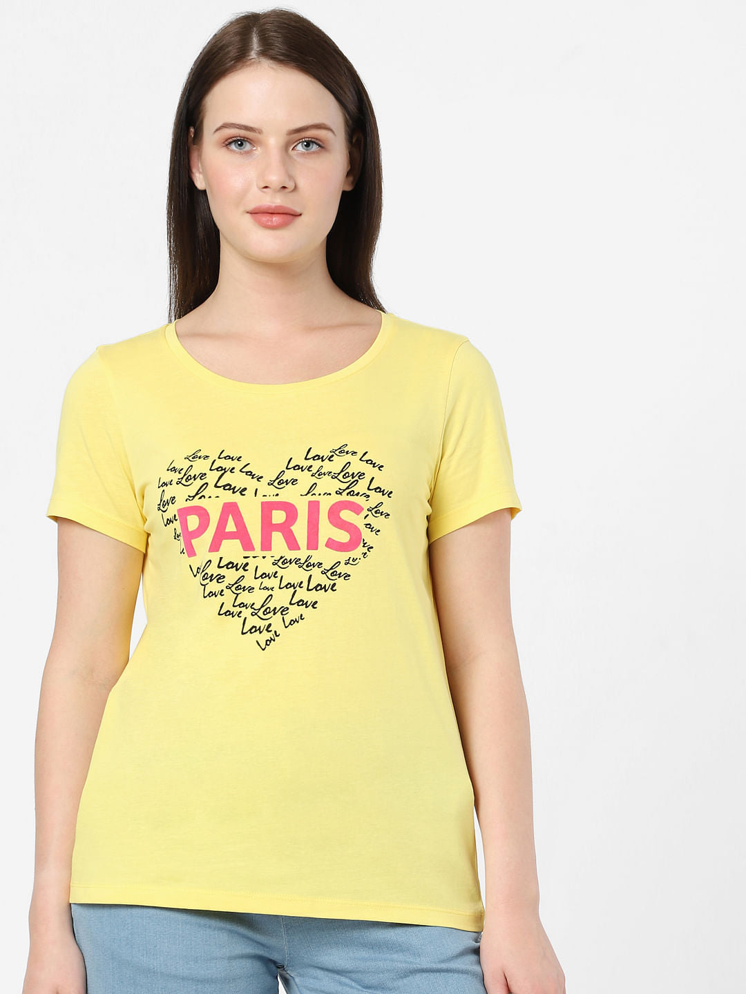 Yellow Typographic Print T-Shirt