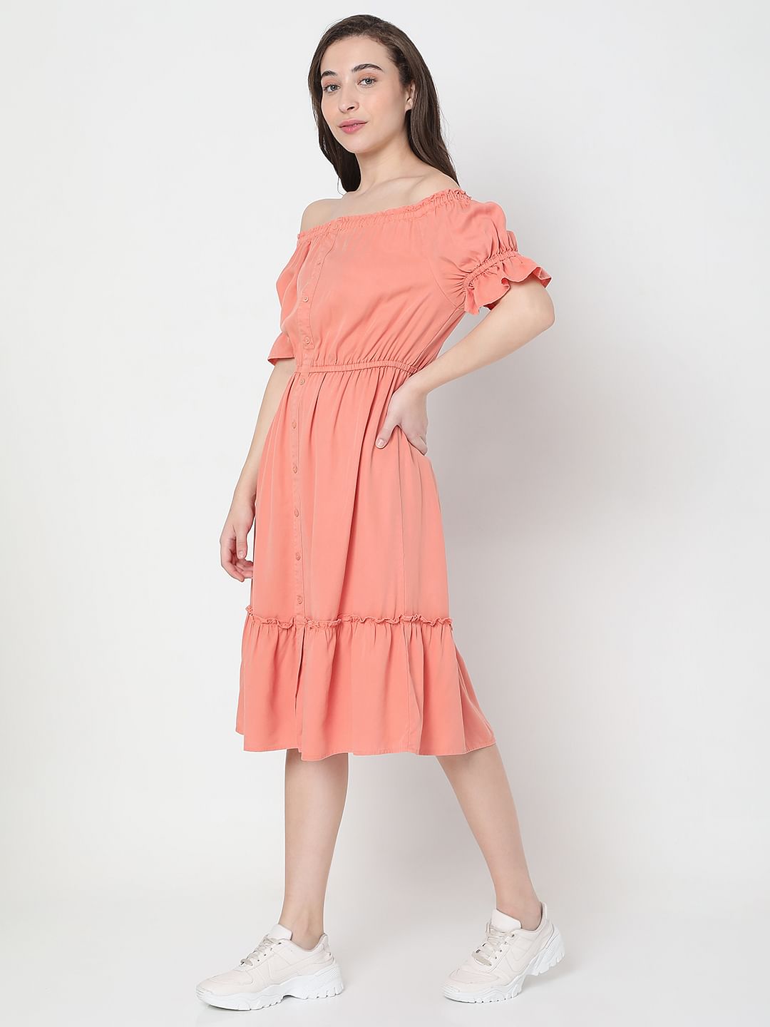 Peace Overdyed Off-Shoulder Dress