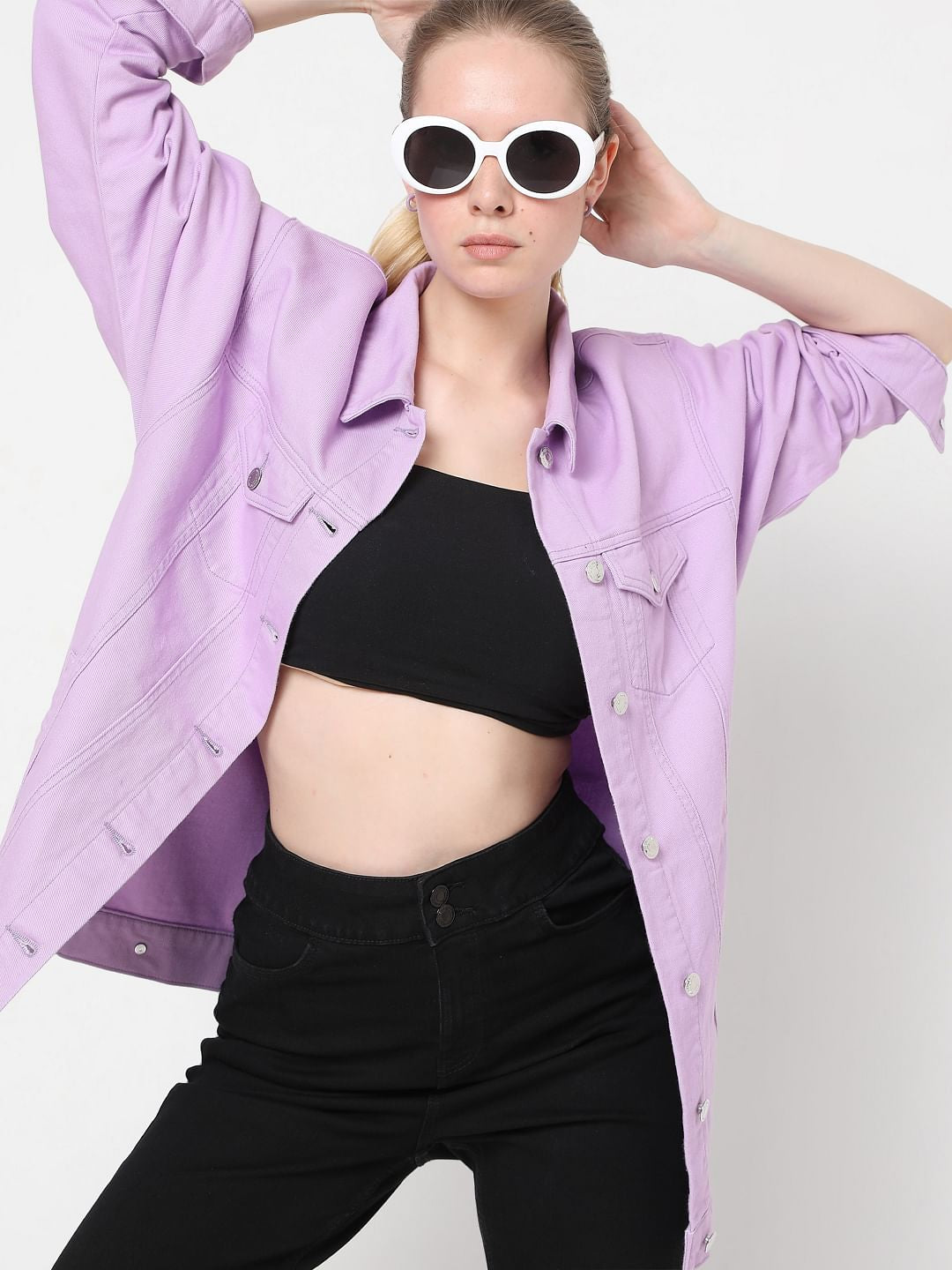 Lilac Oversized Denim Jacket
