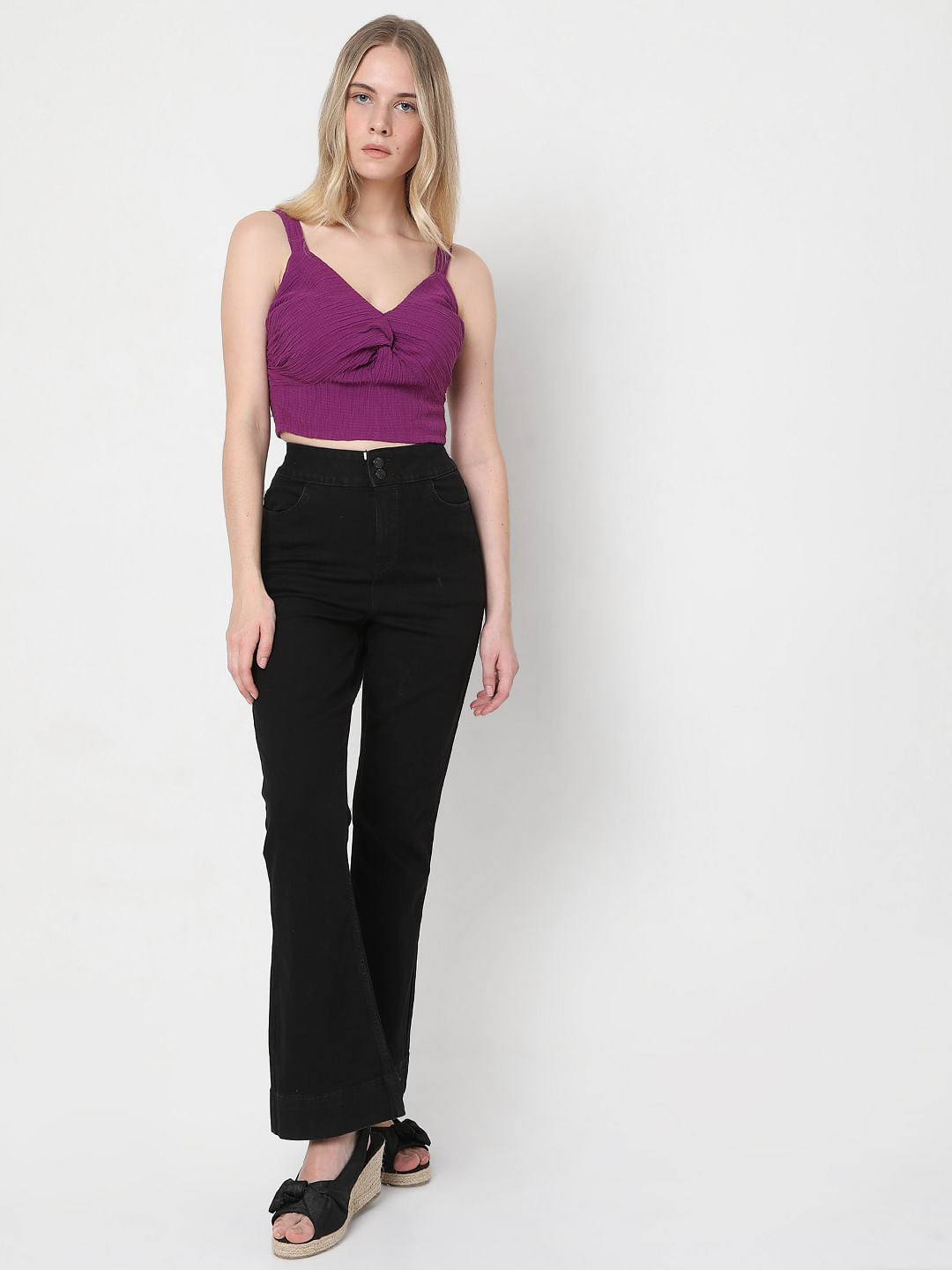 Purple Textured Crop Top