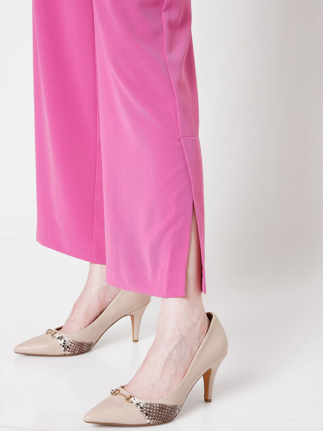 Pink High Rise Wide Leg Co-Ord Set Pants